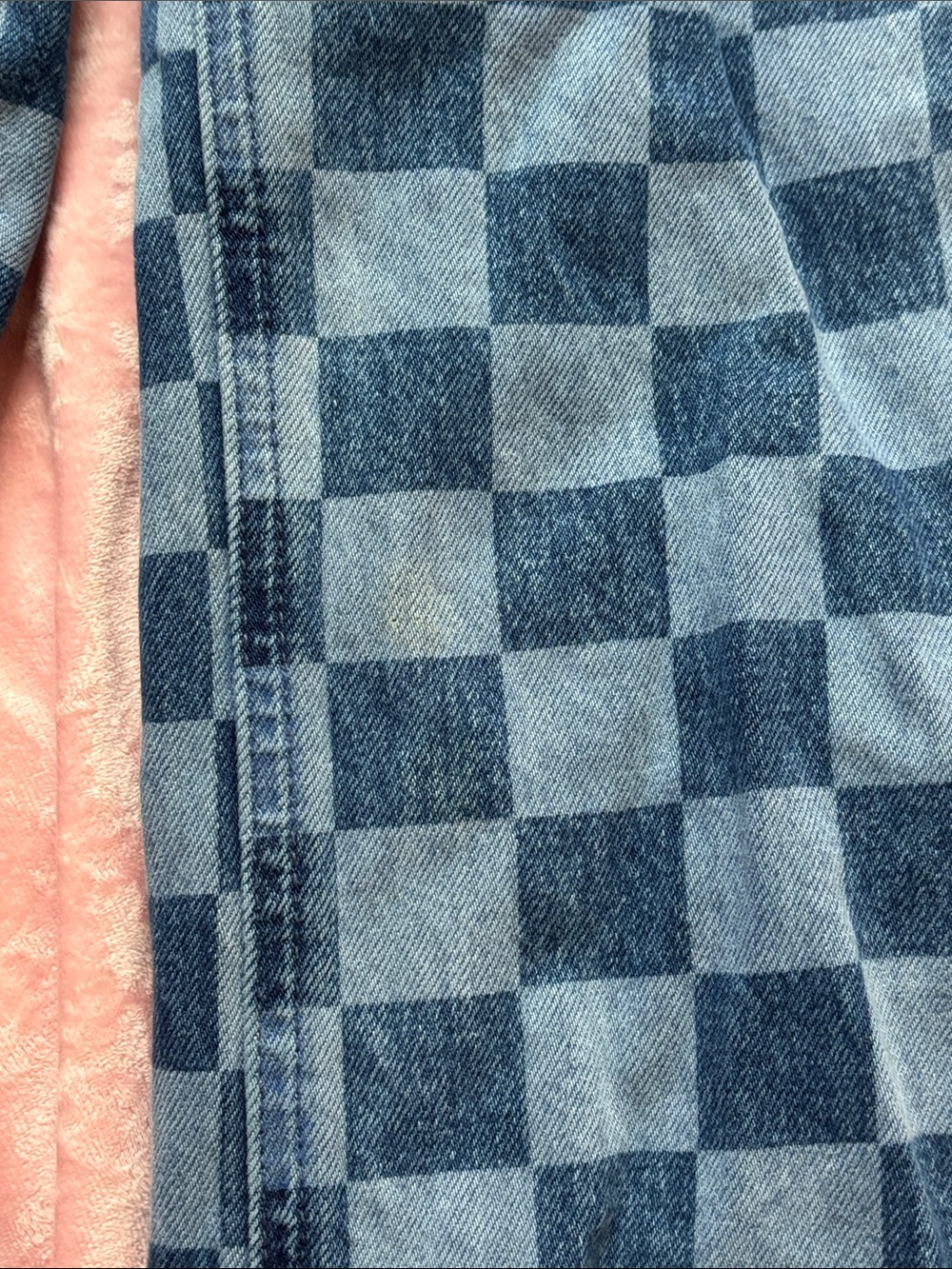 Twik Simons Checkerboard Blue Wide-Leg Jeans - Picture 6 of 7